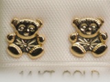14k Gold Panda Shaped Earrings