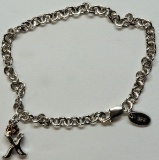 Sterling Silver K Initial Bracelet