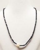 Sterling Silver Spinel Necklace with Single Pearl