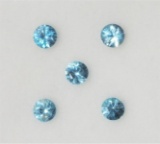 5 Genuine Rare Blue Zircons December Birthstones, App. 1.0ct