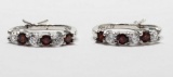 Sterling Silver Garnet Earrings Birthstone for January