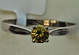 10k White Gold with Yellow Color Enhanced Natural Diamond Ring