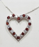 Sterling Silver Garnet January Birthstone Heart Shaped Necklace