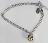 Sterling Silver Rhodium Plated Diamond Gift Box  Bracelet