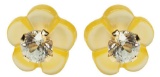14kt Gold Mother of Pearl Flower Diamond 2 in 1 Earrings