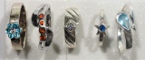 Lot - 5 Sterling Silver Assorted Gemstone Rings