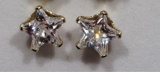 10kt Gold Star Shape Gemstone Earring