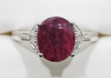 Sterling Silver Enhanced Ruby, Cubic Zirconia Ring