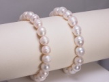 Pair - 2 Freshwater Pearl Flexible Bracelets