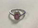 Sterling Silver Ruby With Cubic Zirconia Ring