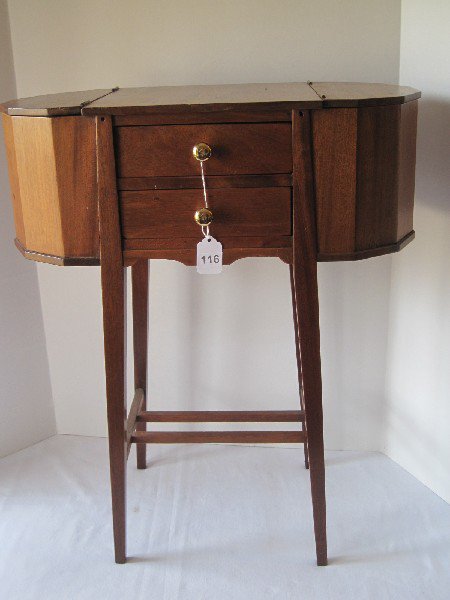 Mahogany Sheraton Style Martha Washington Sewing Cabinet On