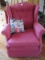 Wing Back Chair w/ Pleated Skirt & Accent Pillow