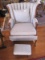 Channel Back Occasional Chair w/ Wood Trim & Footstool