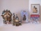 Lot - Small Porcelain Church, Country Church Molded House & Hershey's Village Christmas Tree