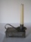 Galvanized Tin Match Safe Chamber Candlestick