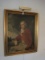 Colonial Young Man Portrait in Gilted Frame w/ Attached Light