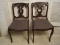 Pair - Mahogany Floral/Foliage Carved Back Chairs w/ Upholstered Seat