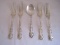 4 Gorham Sterling Strasbourg Pattern Scrollwork & Plume Design Silverware Dinner Forks