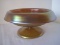 Stretch Iridescent Art Glass Compote w/ Rolled Edge Base Signed Czechoslovakia