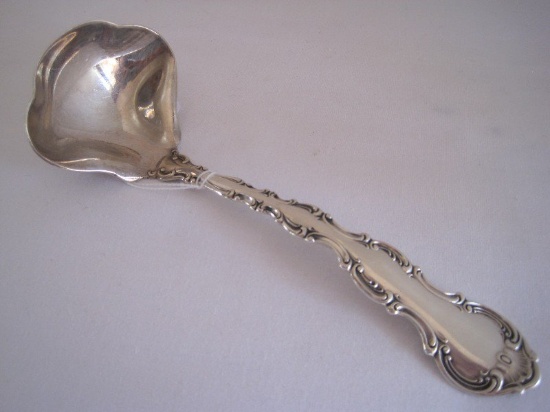 Gorham Sterling Strasbourg Pattern Scrollwork & Plume Design Silverware Gravy Ladle