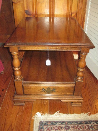 Hammary Furniture Fruitwood Finish End Table w/ Base Shelf & Drawer
