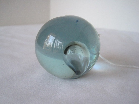 Green Art Glass Sphere Paperweight Bubbles Inside
