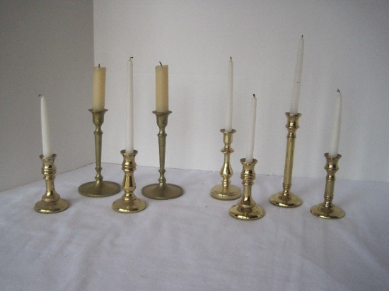 8 Brass Miniature Candlesticks