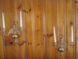 Pair - Brass Williamsburg Design Double Arm Wall Sconce Candle Holders