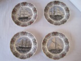 4 Churchill China Currier & Ives Tall Ships Series Plates