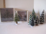 Lot - 3 White Pine Trees, 2 Lighted Christmas Trees, Etc.