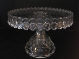 Fostoria American Pattern Crystal Round Pedestal Cake Stand w/ Well