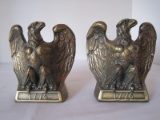 Pair - Cast Metal Colonial Virginia American Eagle Figural Bookends 1776 © 1955