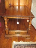 Hammary Furniture Fruitwood Finish End Table w/ Base Shelf & Drawer