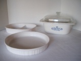 Lot - Bakeware Corningware French White 2 Part 1.8L Dish, 24cm Quiche Pan