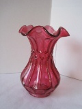 Fenton Country Cranberry Crimped Vase