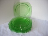 6 Depression Glass Madrid Green by Federal Glass Co. Luncheon Plates Made 1932-1939