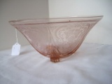 Pink Depression Glass Royal Lace Pattern by Hazel-Atlas 3 Toed Bowl Made 1934-1941