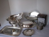 Lot - Misc. Silverplate Gorham Large Bowl, Oval Pierced Gallery Footed Bowl