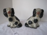 Replica Pair - Staffordshire Dog Figures Semi-Porcelain Craquelure Finish