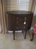 Mahogany Martha Washington Sewing Cabinet, Brass Pulls & Ring Turned Legs