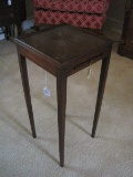 Mahogany Accent Table w/ Candle Stand Slide Out on Tapered Legs