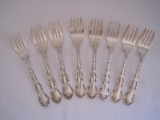 8 Gorham Sterling Strasbourg Pattern Scrollwork & Plume Design Silverware Salad Forks