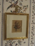 Still Life Floral Bouquet Print in Antiqued Gilded Frame/Matt