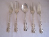 4 Gorham Sterling Strasbourg Pattern Scrollwork & Plume Design Silverware Dinner Forks