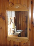 Pine Framed Wall Mirror Embellished w/ Eagle/Fan Accent