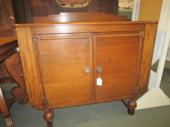 Solid Wood 2 Hutch Door Buffet, Carved Floral Medallions, Ornate Metal Pulls