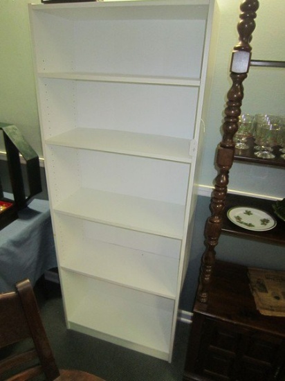 White Wood 4 Tier Shelf, Adjustable Shelves