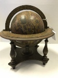 Vintage Wooden Olde World Globe w/ Star Sign/Months