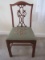 Mahogany Chippendale Style Chair w/ Intricate Back & Floral Needlepoint Seat