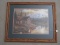 Lakeview Cabin Mountains Background Print by J. Gibson in Oak Frame/Matted (33